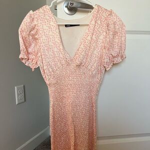 Zara pink floral mini dress